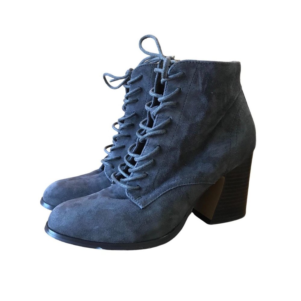 Kensie Grey Suede Lace Up Heels